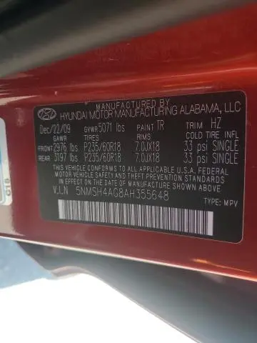 2010 HYUNDAI SANTA FE SE  