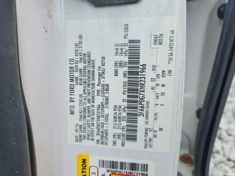 2017 FORD FUSION S  
