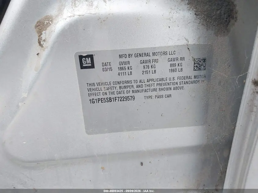 2015 CHEVROLET CRUZE 2LT AUTO