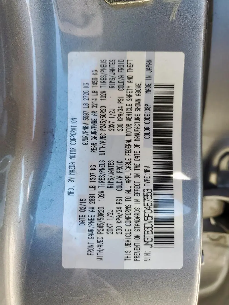 2015 MAZDA CX-9 GRAND TOURING  