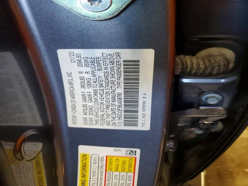 2020 HONDA ACCORD EXL  