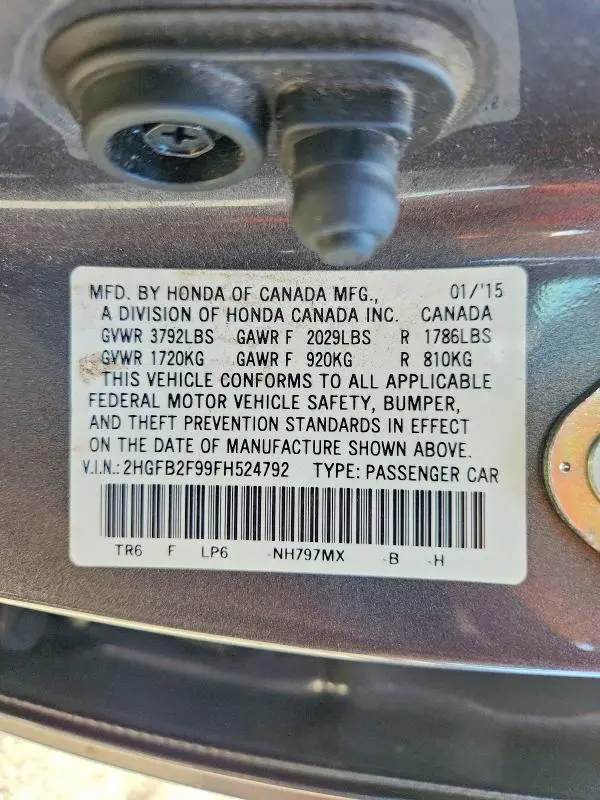 2015 HONDA CIVIC EXL  