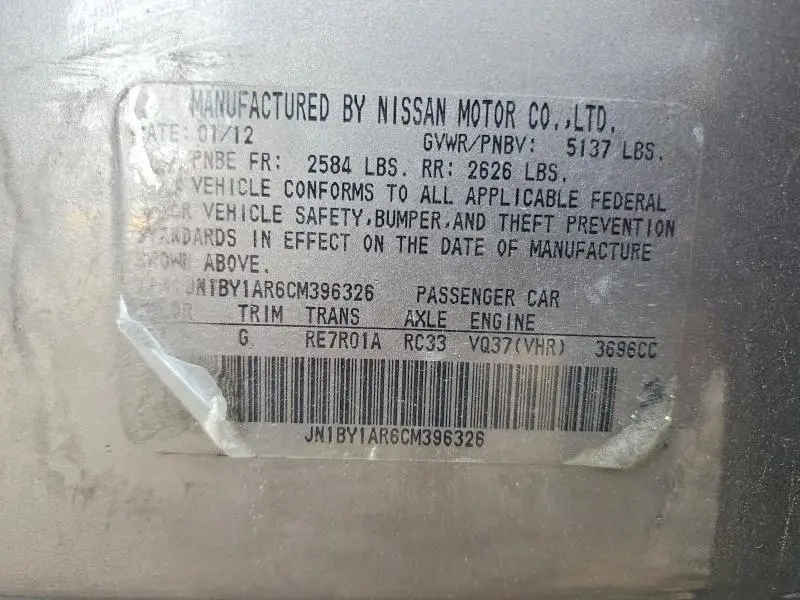 2012 INFINITI M37 X  