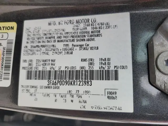 2019 FORD FUSION TITANIUM  