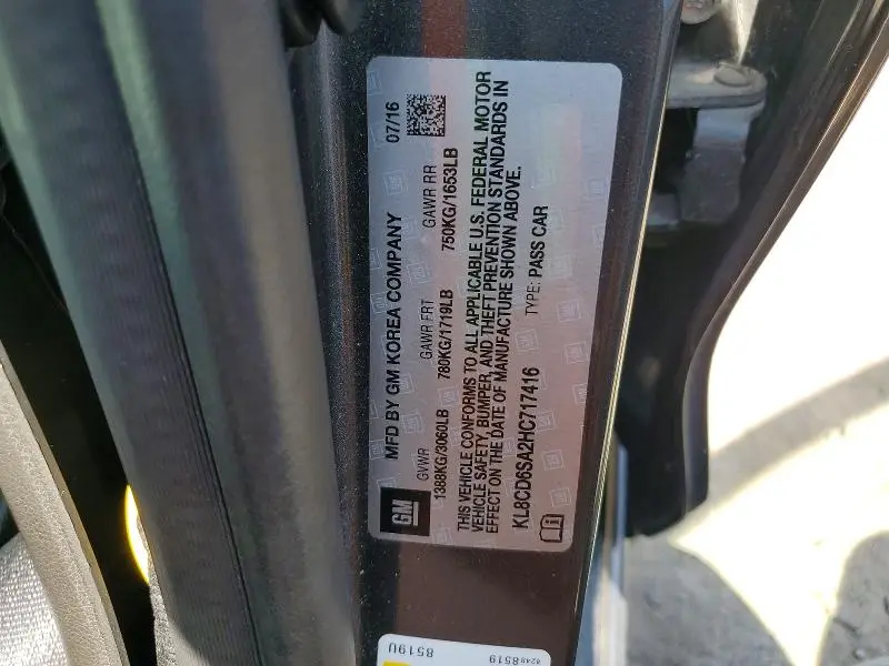2017 CHEVROLET SPARK 1LT  