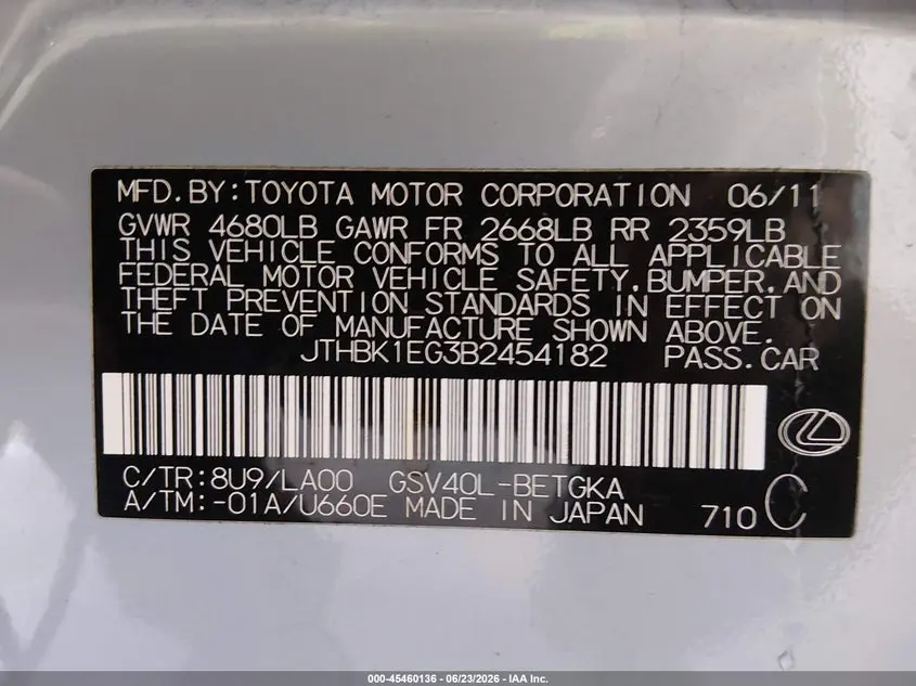 2011 LEXUS ES 350  