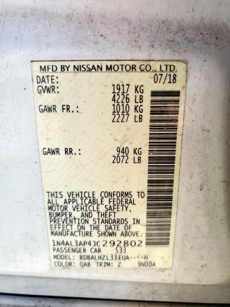 2018 NISSAN ALTIMA 2.5  