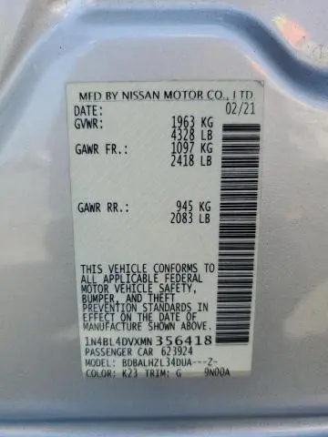 2021 NISSAN ALTIMA 2.5 SV  