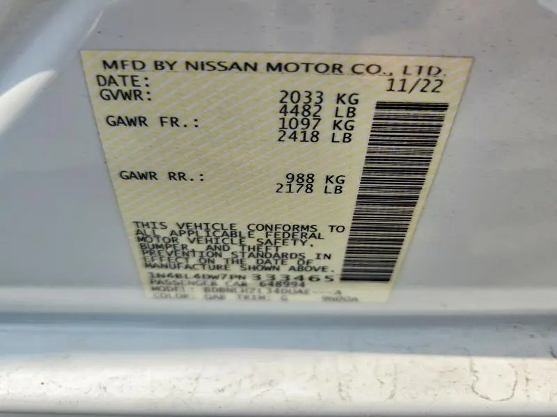 2023 NISSAN ALTIMA SV  