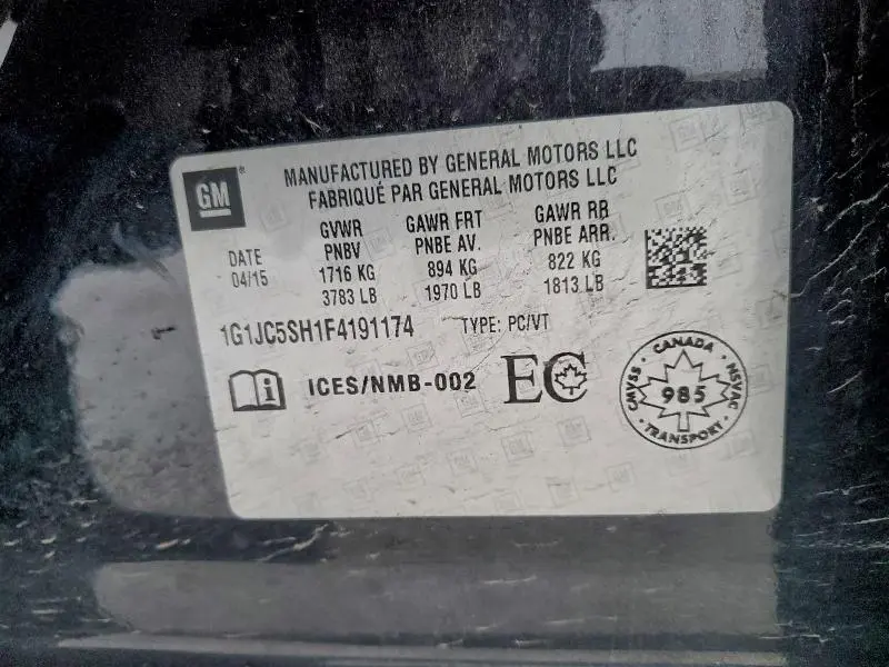 2015 CHEVROLET SONIC LT  