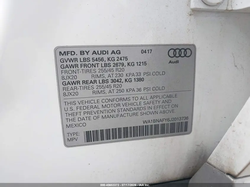 2018 AUDI Q5 2.0T PREMIUM/2.0T TECH PREMIUM