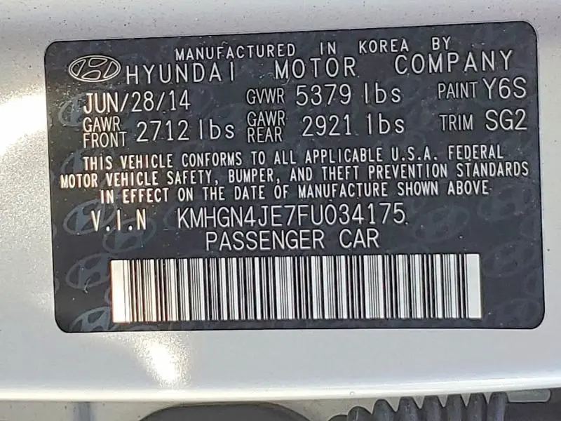 2015 HYUNDAI GENESIS 3.8L  
