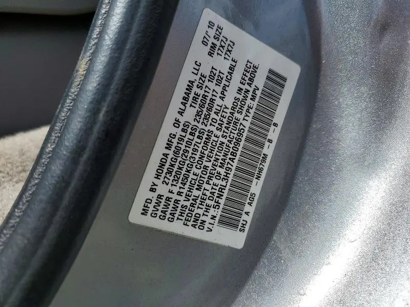 2010 HONDA ODYSSEY TOURING  