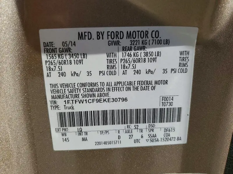 2014 FORD F150 SUPERCREW  
