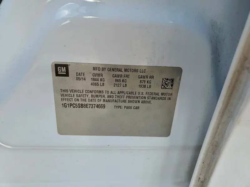 2014 CHEVROLET CRUZE LT  