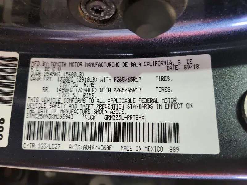 2019 TOYOTA TACOMA TRD SPORT  