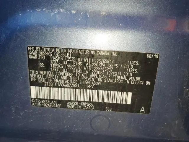 2010 TOYOTA RAV4 LIMITED  