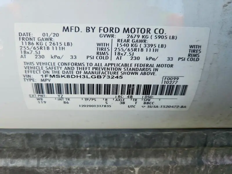 2020 FORD EXPLORER XLT  