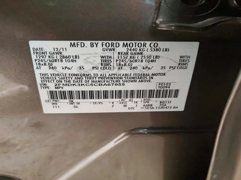 2012 FORD EDGE LIMITED  