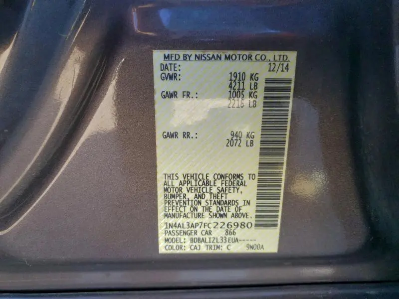 2015 NISSAN ALTIMA 2.5  