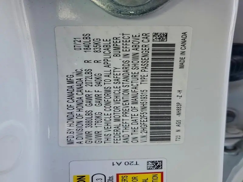 2022 HONDA CIVIC SPORT  