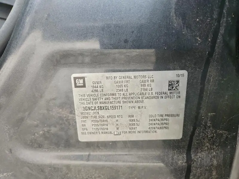 2016 CHEVROLET TRAX 1LT  