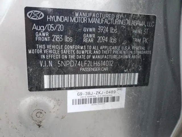 2020 HYUNDAI ELANTRA SE  