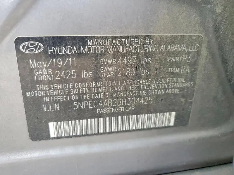 2011 HYUNDAI SONATA SE  