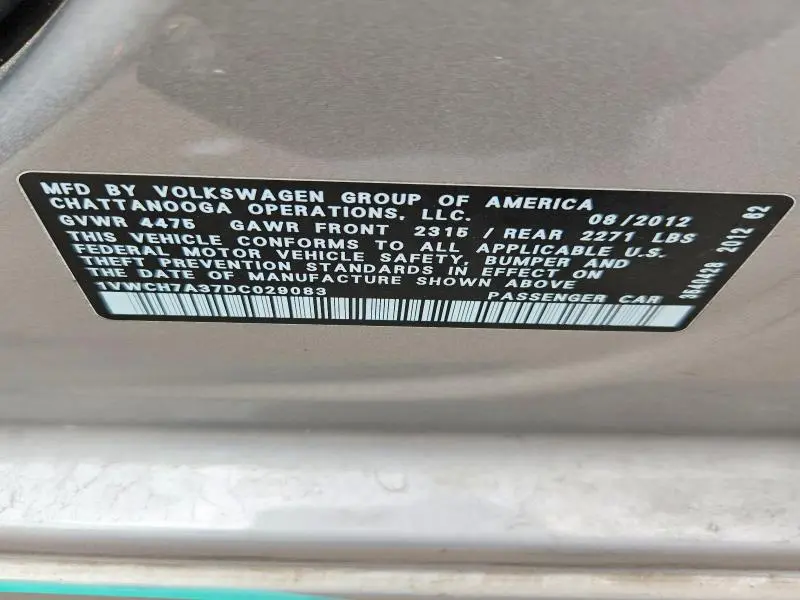2013 VOLKSWAGEN PASSAT SEL  