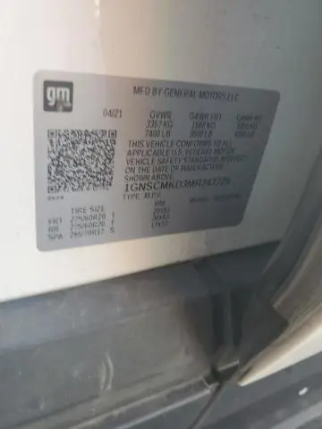 2021 CHEVROLET TAHOE C1500 LS  