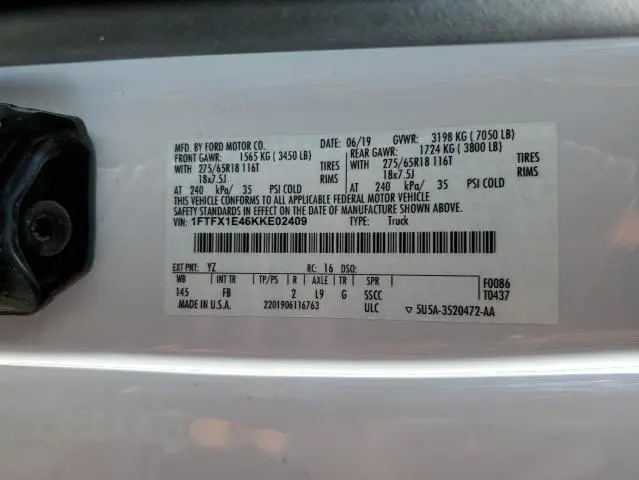 2019 FORD F150 SUPER CAB  