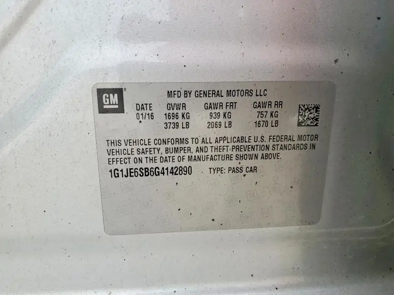 2016 CHEVROLET SONIC LTZ  