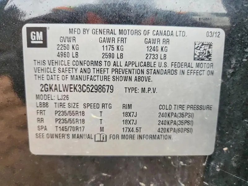 2012 GMC TERRAIN SLT  