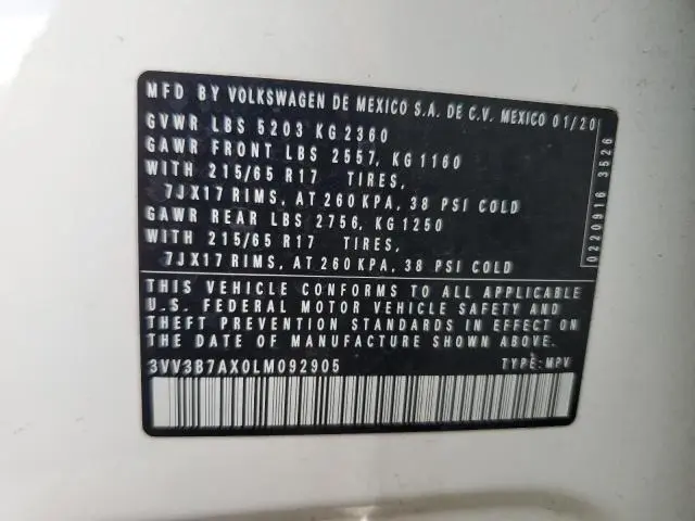 2020 VOLKSWAGEN TIGUAN SE  