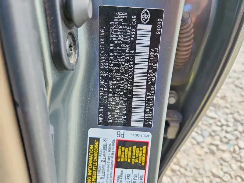 2012 TOYOTA CAMRY LE  