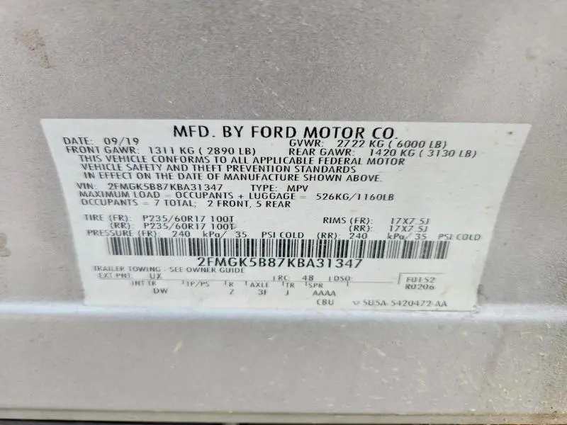 2019 FORD FLEX SE  