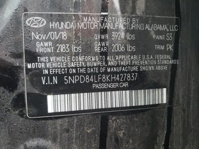 2019 HYUNDAI ELANTRA SEL  