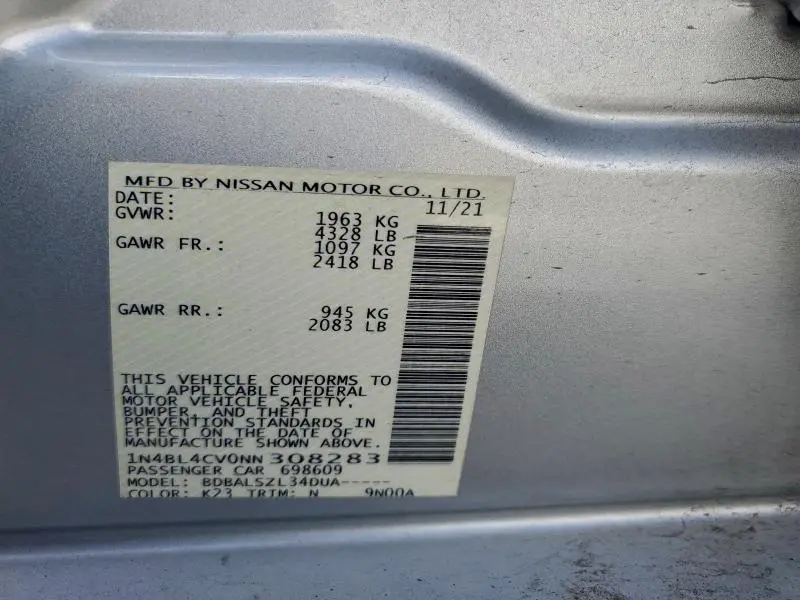 2022 NISSAN ALTIMA SR  