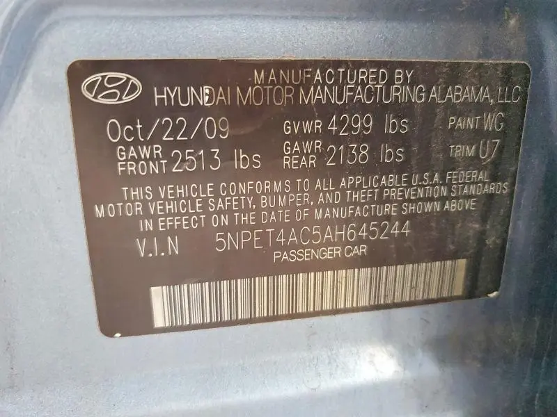 2010 HYUNDAI SONATA GLS  