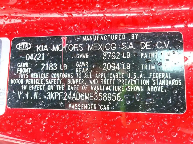 2021 KIA FORTE LXS  