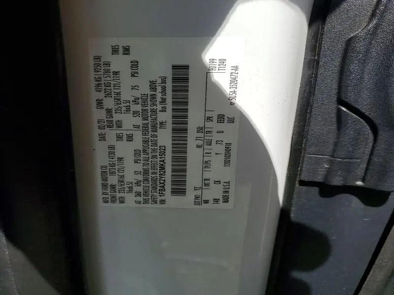 2021 FORD TRANSIT T-350  