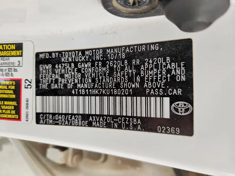 2019 TOYOTA CAMRY   