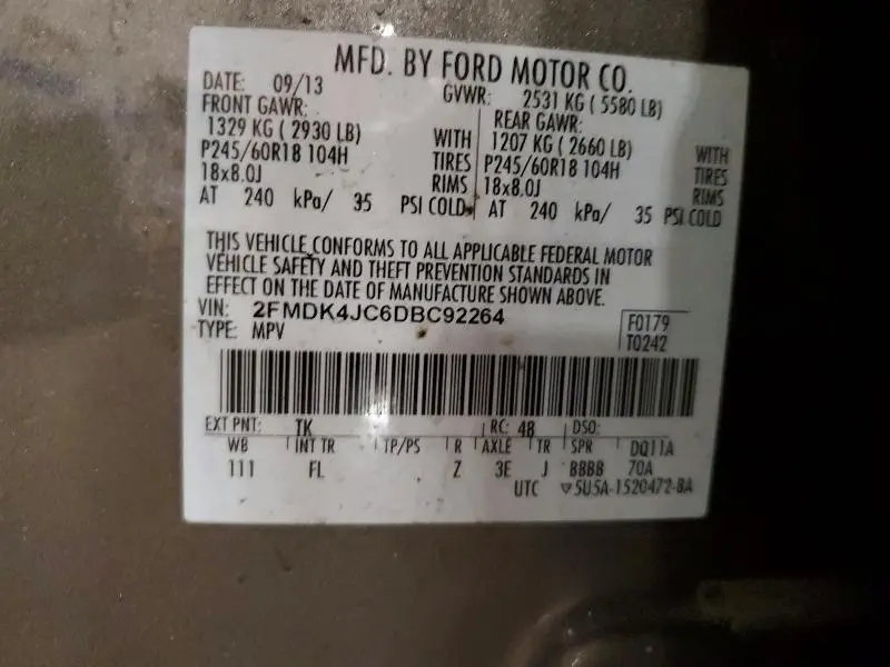 2013 FORD EDGE SEL  