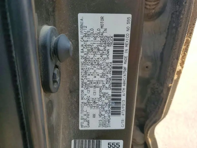 2012 TOYOTA TACOMA   