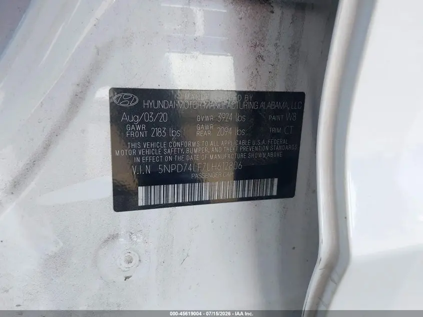 2020 HYUNDAI ELANTRA SE