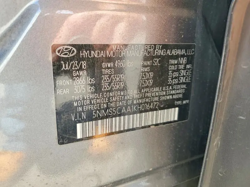 2019 HYUNDAI SANTA FE ULTIMATE 2.0T  