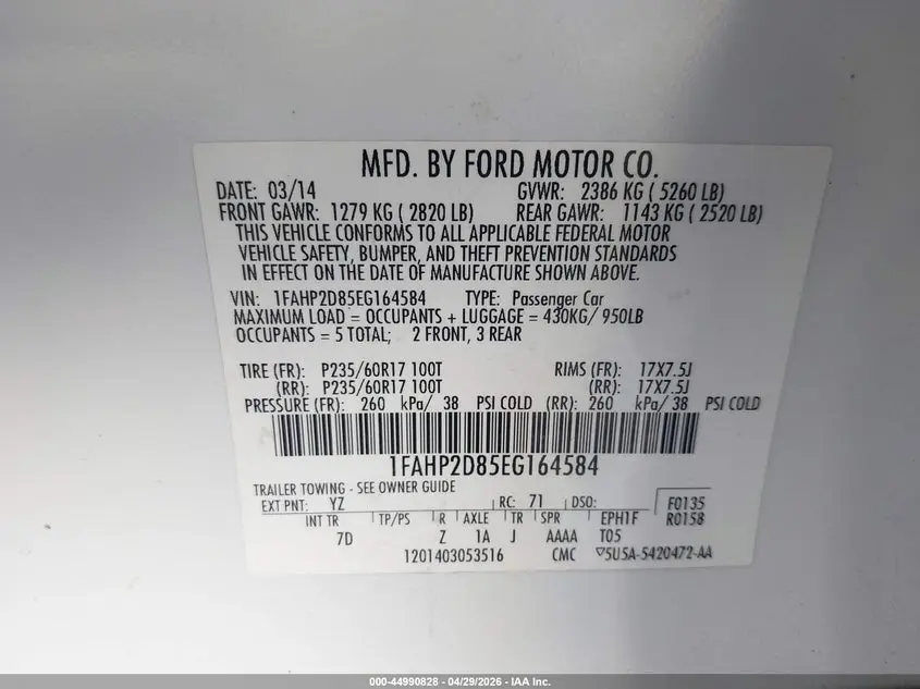 2014 FORD TAURUS SE