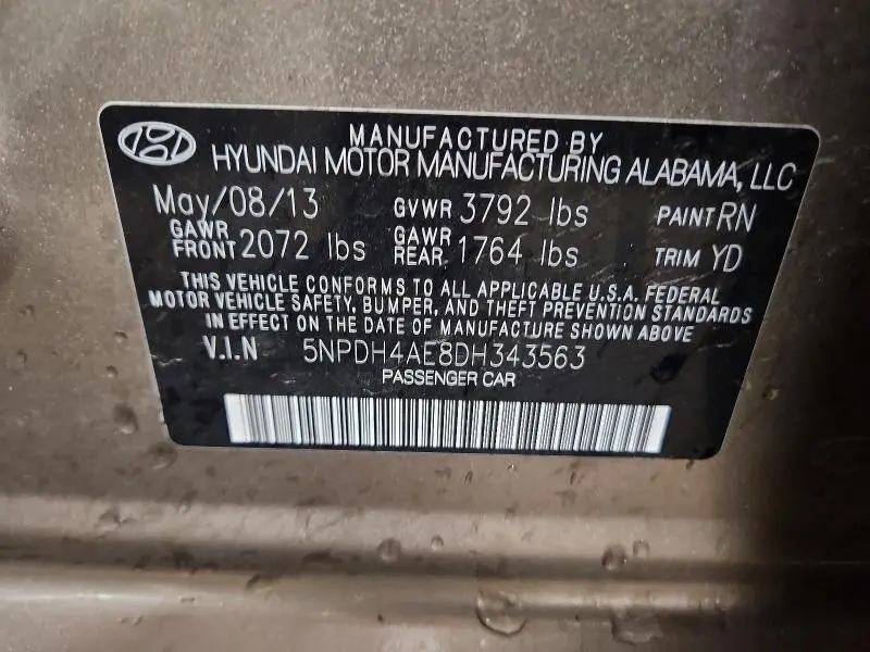2013 HYUNDAI ELANTRA GLS  