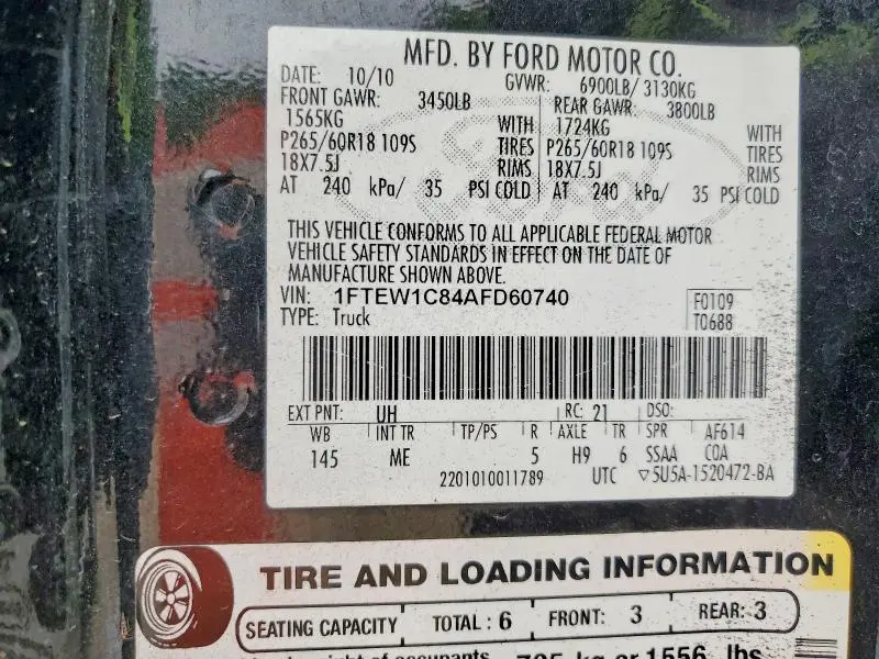 2010 FORD F150 SUPERCREW  