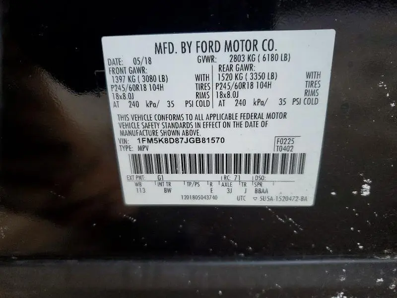 2018 FORD EXPLORER XLT  